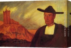 Ramon Vilanova Canvas Paintings - Hombre De Fuensaldana by Ramon De Zubiaurre