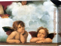 Madonna of St. Jerome Canvas Paintings - Sistine Madonna 2 angels by Raphael