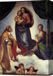 Madonna of St. Jerome Canvas Paintings - The Sistine Madonna by Raphael