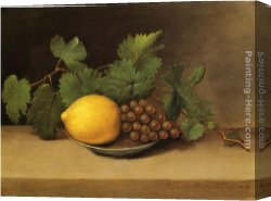 Grapes Canvas Paintings - Lemon and Grapes by Raphaelle Peale