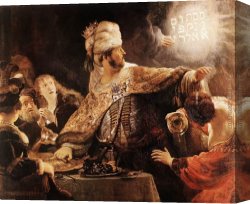 Rembrandt Canvas Paintings - Belshazzar's Feast by Rembrandt
