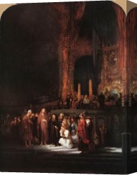 The Yellow Christ Canvas Paintings - Christ and the Woman Taken in Adultery by Rembrandt