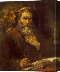 The Inspiration of Saint Matthew Canvas Paintings - Evangelist Matthew by Rembrandt