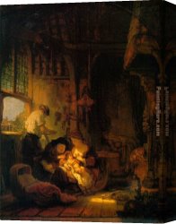 Family Canvas Paintings - Holy Family by Rembrandt