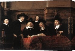 Rembrandt Canvas Paintings - Sampling Officials of the Drapers' Guild by Rembrandt