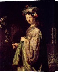 Rembrandt Canvas Paintings - Saskia As Flora by Rembrandt