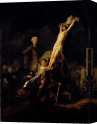 Cross in The Wilderness Canvas Paintings - The Elevation Of The Cross by Rembrandt