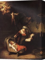 Family Canvas Paintings - The Holy Family with Angels by Rembrandt