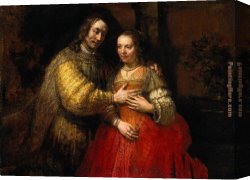 Count Henry I of Nassau with His Bride Canvas Paintings - The Jewish Bride by Rembrandt
