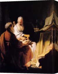 Man with Scythe Canvas Paintings - Two Old Men Disputing by Rembrandt