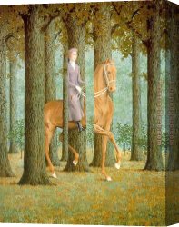 Surrealism Canvas Paintings - The Blank Check by Rene Magritte