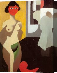 Rene Magritte Canvas Paintings - Woman Bathing by Rene Magritte