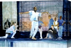 Ballet Rehearsal Canvas Paintings - Rehearsal by Rhoda Yanow