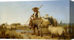 Spanish Town Canvas Paintings - A Spanish Shepherd by Richard Ansdell