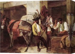 Blacksmith at His Forge Canvas Paintings - The Blacksmith's Shop by Richard Ansdell