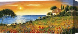 Rocky Coast Canvas Paintings - Sunlight Coast by Richard Leblanc