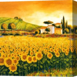 Yosemite Valley Yellowstone Park Canvas Paintings - Valley of Sunflowers by Richard Leblanc