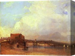 Richard Parkes Bonington Canvas Paintings - Lake Lugano by Richard Parkes Bonington