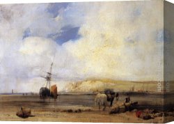 Richard Parkes Bonington Canvas Paintings - On the Coast of Picardy by Richard Parkes Bonington