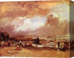 Richard Parkes Bonington Canvas Paintings - Parlerre d'eau a Versailles by Richard Parkes Bonington