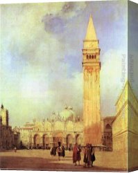 Piazza Canvas Paintings - Piazza San Marco, Venice by Richard Parkes Bonington