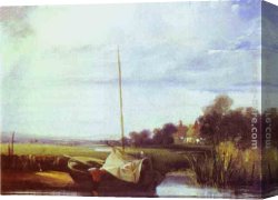 Richard Parkes Bonington Canvas Paintings - River Scene in France by Richard Parkes Bonington