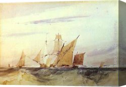 Richard Parkes Bonington Canvas Paintings - Shipping Off the Coast of Kent by Richard Parkes Bonington