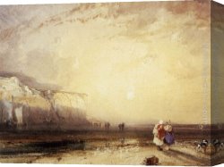 Richard Parkes Bonington Canvas Paintings - Sunset in the Pays de Caux by Richard Parkes Bonington