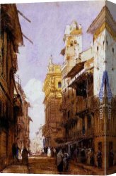 Palace Canvas Paintings - The Corsa Saint' Anastasia, Verona, with the Palace of Prince Maffet by Richard Parkes Bonington