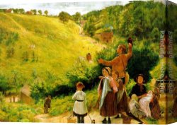 Home Canvas Paintings - The Emigrant's Last Sight of Home by Richard Redgrave