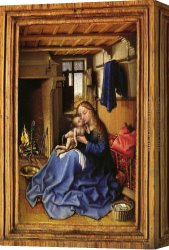 The Virgin And Child with Five Angels Canvas Paintings - Virgin and Child in an Interior by Robert Campin