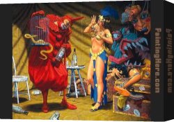 Robert Williams Canvas Paintings - In the Pavillion of The Red Clown by Robert Williams
