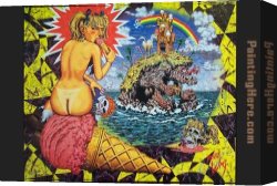 Robert Williams Canvas Paintings - Island of Infantile Avarice by Robert Williams