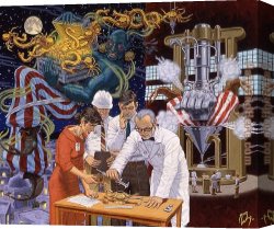 Robert Williams Canvas Paintings - Putting The Genie Back In The Bottle by Robert Williams