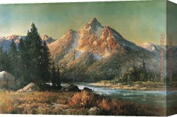 Evening on a Parisian Boulevard Canvas Paintings - Evening in the Tetons by Robert Wood