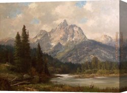 Woods Canvas Paintings - Grand Teton by Robert Wood