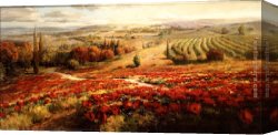 Jaune Poppy Canvas Paintings - Red Poppy Panorama by Roberto Lombardi