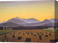 Bringing in The Hay Canvas Paintings - Hay Bales, Evening, Below Whiteface by Rockwell Kent