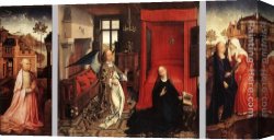 Rogier Canvas Paintings - Annunciation Triptych by Rogier van der Weyden