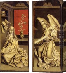 Rogier Canvas Paintings - Bladelin Triptych exterior by Rogier van der Weyden