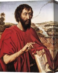 Rogier Canvas Paintings - Braque Family Triptych - left panel by Rogier van der Weyden