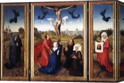 The Crucifixion Canvas Paintings - Crucifixion Triptych by Rogier van der Weyden