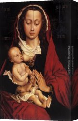 Rogier Canvas Paintings - Portrait Diptych of Laurent Froimont left wing by Rogier van der Weyden