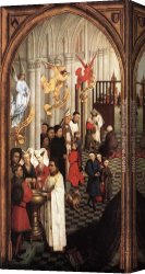 Rogier Canvas Paintings - Seven Sacraments Altarpiece left wing by Rogier van der Weyden