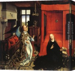 Rogier Canvas Paintings - The Annunciation by Rogier van der Weyden