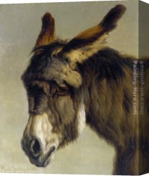 Head Canvas Paintings - Head of a Donkey by Rosa Bonheur
