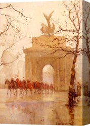 Park of Rose Canvas Paintings - Hyde Park Corner, With Household Cavalry by Rose Barton
