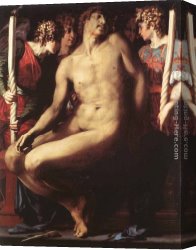 Dead Christ Attended by Two Angels Canvas Paintings - Dead Christ with Angels by Rosso Fiorentino