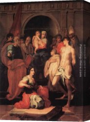 Enthroned Canvas Paintings - Madonna Enthroned and Ten Saints by Rosso Fiorentino
