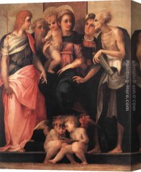 Enthroned Canvas Paintings - Madonna Enthroned with Four Saints by Rosso Fiorentino